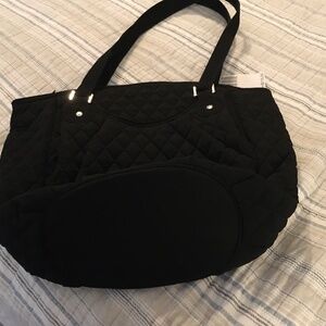 Vera Bradley Black Microfiber Glenna Shoulder Bag NWT